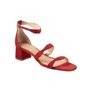 Banana Republic Laser Cut Low Block Heel Suede Sandals
